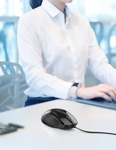 Vista 6 de TECKNET Ratón USB con Cable, Ratón de 6 Botones con Cable para Computadora con 4 DPI Ajustables, Ratones Ópticos para Computadora con Diseño