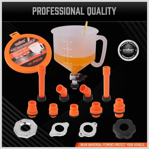 Vista 9 de HORUSDY Kit de embudo de refrigerante sin derrames, purgador de embudo a prueba de derrames con adaptadores. Ajuste universal
