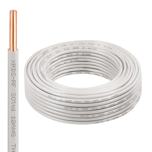 Vista 28 de Cable THHN 25 pies, Conductor Único de Cobre Desnudo, Cable Eléctrico Rojo 10AWG, Cable de Construcción Sólida de 600V con Funda de Nylon