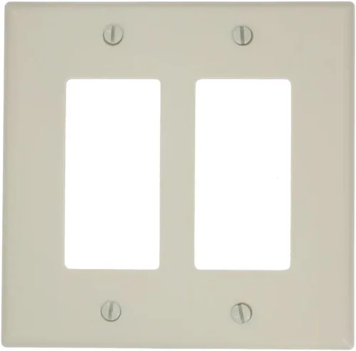 Vista 3 de Leviton 80609-T - Placa decorativa GFCI para pared, 2 ventanas, almendra clara (paquete de 2)