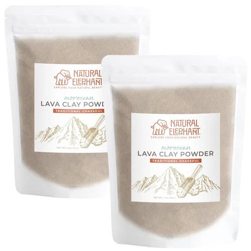 Vista 7 de Natural Elephant Ghassoul (Rhassoul) - Polvo de arcilla de lava marroquí Polvo de máscara facial y corporal 100% puro y natural Bolsa de 1 libra