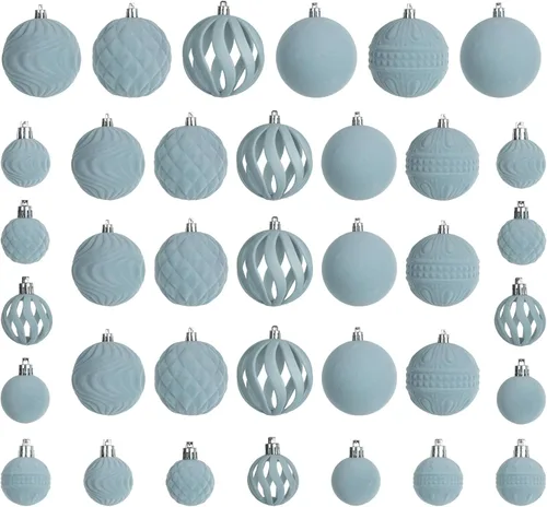 Vista 11 de 30 adornos de terciopelo para árbol de Navidad, juego de adornos de Navidad Azul polvo