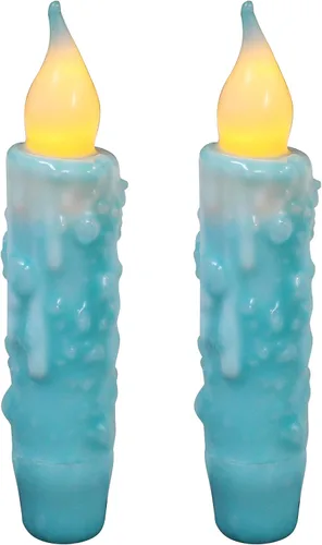 Vista 11 de CVHOMEDECO. Velas de cera real sumergidas a mano con temporizador LED con pilas, velas cónicas sin llama primitivas del país, 4-3/4 pulgadas, negro