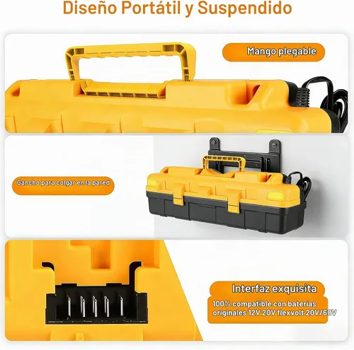 Vista 6 de Cargador rápido de 4 puertos de repuesto para Dewalt 12v/20v Max 20v/60v Multi cargador de batería, cargador de batería DCB104