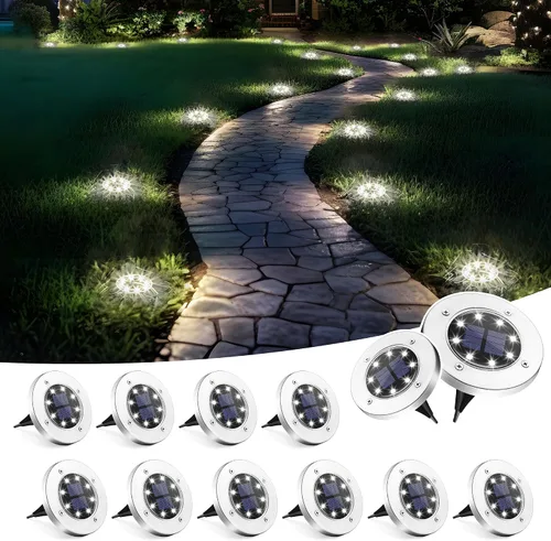 Vista 10 de SOLPEX Luces solares impermeables para exteriores, paquete de 8 luces solares para suelo, luces solares de jardín, iluminación de paisaje