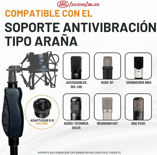 Vista 7 de AxcessAbles Soporte de micrófono de liberación rápida con una sola mano. Soporte de micrófono de trípode de ajuste de embrague de 74 pulgadas