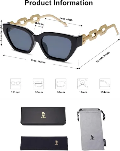 Vista 5 de SOJOS SJ2220 - Gafas de sol estrechas con ojo de gato retro para mujer