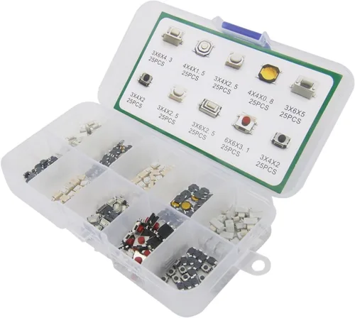 Vista 3 de 250 piezas/1 juego de 10 tipos de tabletas de control remoto para coche duradero, interruptor de botón movible, botón de llave de coche, micro