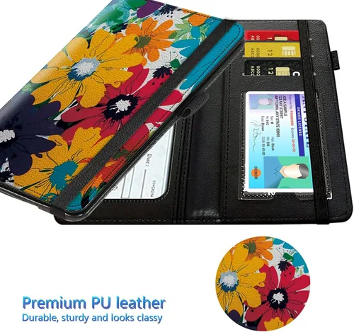 Vista 107 de Funda para chequera para hombres y mujeres, cartera de cuero RFID con ranuras para tarjetas de crédito, soporte de cheques duplicados personales