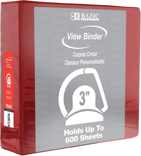 Vista 17 de BAZIC Products Carpeta de 3 anillos de 3 pulgadas, organizador de anillos en D inclinados, color negro, capacidad para 600 hojas de papel