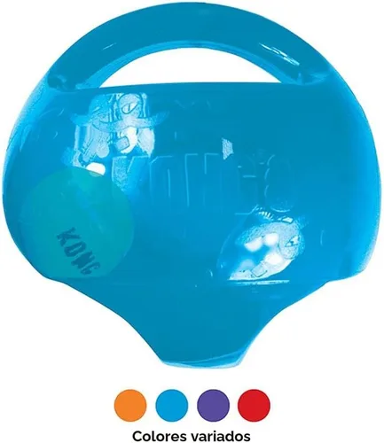 Vista 4 de KONG Jumbler Ball - Juguete interactivo para tiempo de juego de perros y cachorros - Juguete de búsqueda con pelota de tenis - Suministros