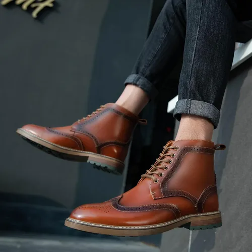Vista 8 de Botas Chelsea para hombre, elegantes y cómodas, de cuero, con cremallera