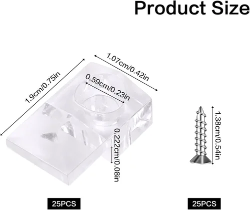 Vista 7 de 25 ganchos de espejo para pared, clips de soporte de espejo, clips de montaje de espejo de plástico transparente, kit de clips de retención