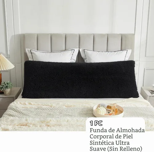Vista 3 de LIFEREVO Funda de almohada corporal de pelo sintético desgrenado, funda de almohada lumbar súper suave y de pelo sintético para sofá o cama, funda
