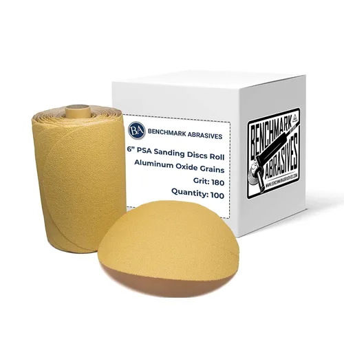 Vista 16 de Benchmark Abrasives PSA Gold - Discos de lijado autoadhesivos de 6 pulgadas con granos de óxido de aluminio, papel de lija DA automotriz, rollo