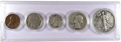 Vista 24 de Juego de 5 monedas coleccionables de 1934 en buen o mejor estado para regalo
