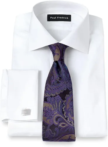 Vista 2 de Paul Fredrick Camisa de vestir de algodón de 2 capas con cuello recortado para hombre