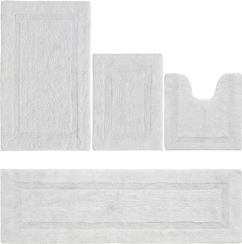 Vista 75 de Better Trends Juego de 4 alfombras de baño de lujo, 100% algodón, suaves, absorbentes de agua, reversibles, lavables a máquina, para decoración