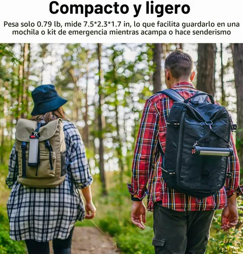 Vista 8 de Linterna solar para campamento, 1800 lúmenes, 13 modos de luz, batería de 3000 mAh, impermeable IP66, luces LED recargables para huracán
