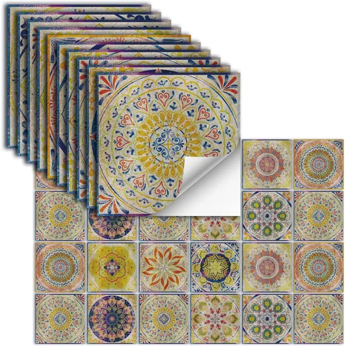 Vista 8 de 24 piezas – Azulejos para salpicaduras en muro para despegar y pegar, calcomanías de pared brillantes, impermeables, a prueba de aceite, calcomanías