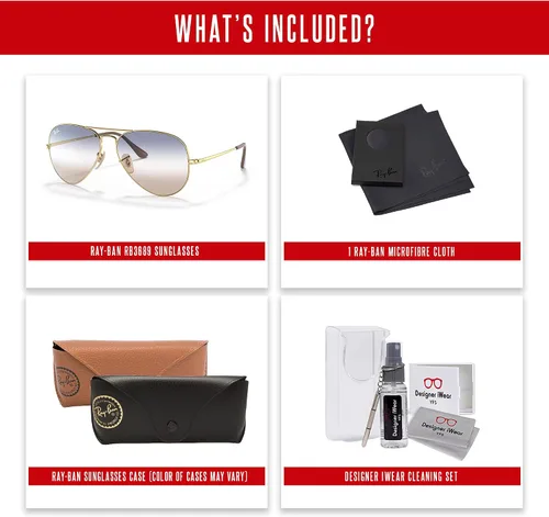 Vista 5 de Ray-Ban Aviator Metal II RB3689 - Lentes de sol de aviador para hombre y mujer + paquete con kit de gafas de diseño iWear de cortesía