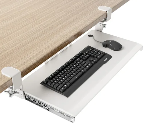 Vista 11 de AX WABER AX01WB01 - Bandeja extraíble para teclado debajo del escritorio con sistema de montaje de abrazadera C ajustable extra resistente, 27.3