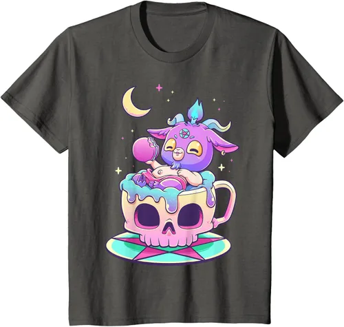 Vista 81 de Kawaii Pastel Goth Cute espeluznante Pentáculo Baphomet - Camiseta de cabra, Negro