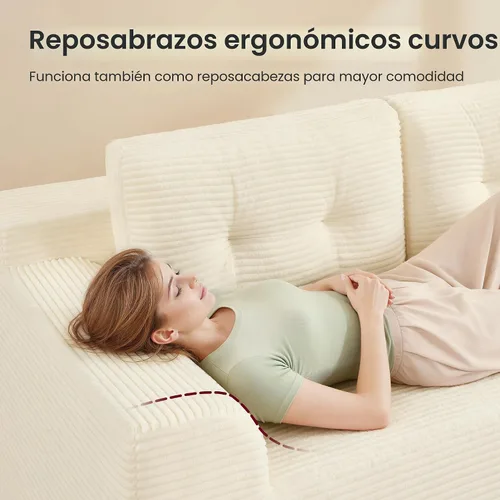 Vista 7 de VASAGLE Sofá modular seccional sin armazón de 108.3 pulgadas con chaise, sofá nube moderno con asiento profundo, sofá de pana en forma de L