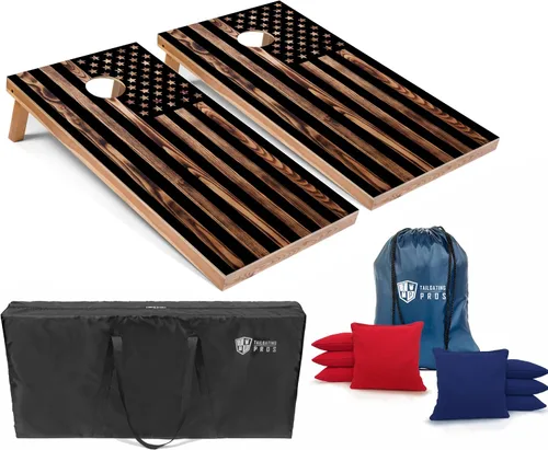 Vista 19 de Tailgating Pros Tablas de Cornhole de 4 x 2 pies, tamaño reglamentario oficial, juego de cornhole de diseño de madera con 8 bolsas de frijol, funda