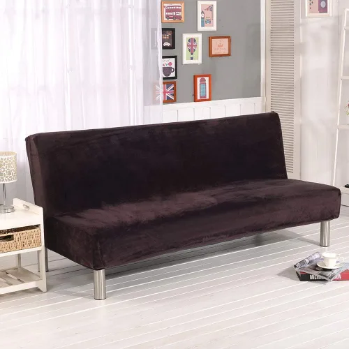 Vista 2 de MIFXIN Fundas para sofá cama sin brazos, funda de terciopelo elástico para futón, funda plegable sin reposabrazos, protector de muebles para sofá