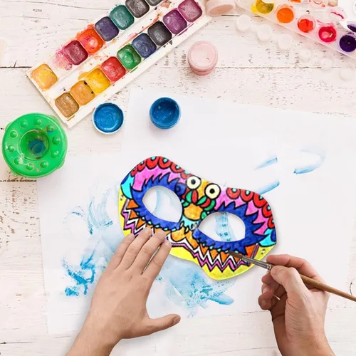 Vista 3 de PARAOR - 16 máscaras de papel maché en blanco para baile de máscaras