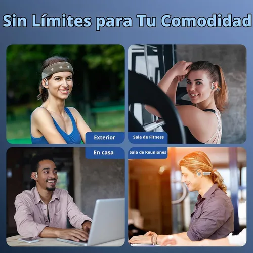 Vista 7 de vinamass Auriculares de Oreja Abierta, Auriculares de Conducción de Aire Bluetooth 5.4, Auriculares Inalámbricos con Cordón de Baliza LED, 10H
