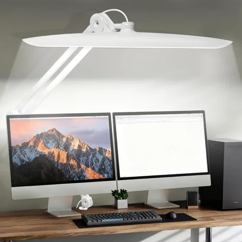Vista 10 de Lámpara de escritorio LED de 20 pulgadas con abrazadera, luz de uñas ajustable CCT de 24 W regulable para escritorio, 120 LED de brazo giratorio