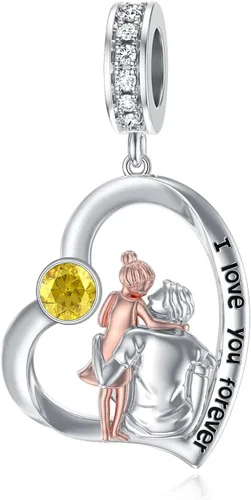 Vista 155 de PROESS Dije para padre, madre e hija, pulsera de plata de ley para pulseras, regalos de cumpleaños, día de San Valentín, para hija, madre, amante