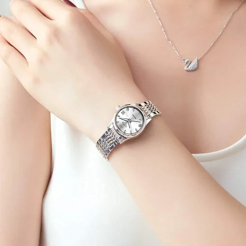 Vista 6 de OLEVS Relojes automáticos para mujer, de acero inoxidable, con diamantes mecánicos, luminosos, impermeables, para mujer