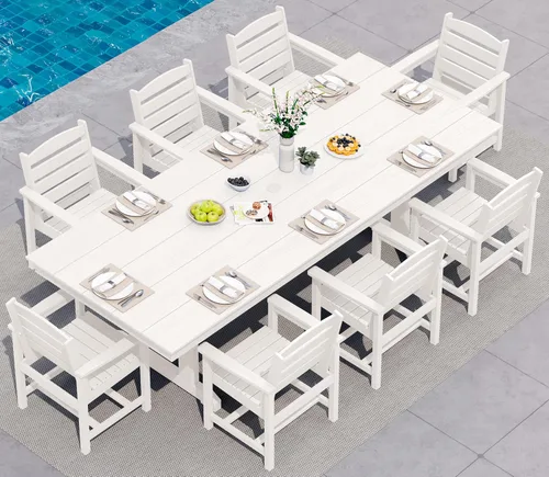 Vista 18 de SERWALL Outdoor 84" HDPE Rectangular Dining Table for 6-8,All-Weather,Aruba