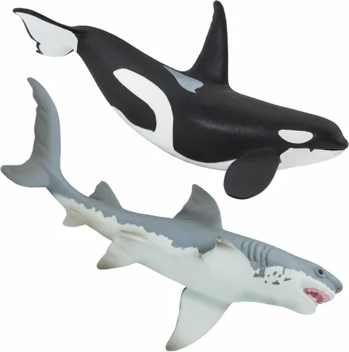 Vista 5 de Safari Ltd. Juego de juguetes de animales marinos - Figuras de gran blanco, delfín, tortuga, pulpo y orca - Set de juego para niños, niñas y niños
