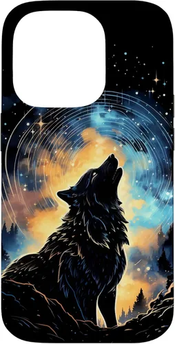 Vista 17 de Howling Wolf Space Galaxy Stars Wolves Animal Case for iPhone 17