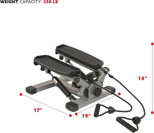 Vista 4 de Sunny Health & Fitness 2-en-1 Premium Power Stepper con capacidad de peso de 181kg y bandas de resistencia, cardio de bajo impacto, ahorro