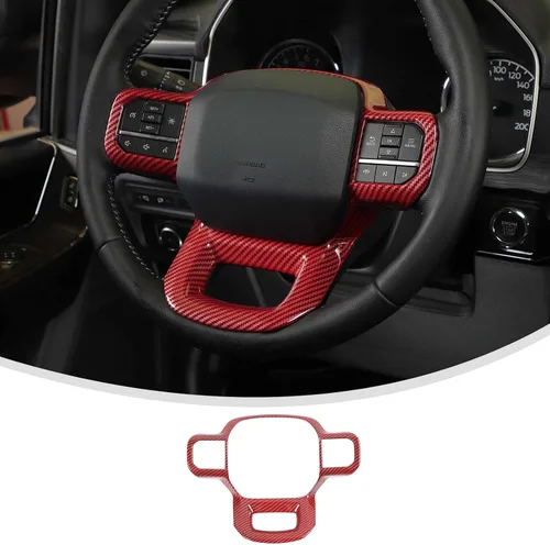 Vista 8 de Linskip Moldura para volante compatible con Ford F150 2015-2020 y F250 F350 Super Duty 2017-2022, para Ford Expedition 2018-2021, funda para Negro