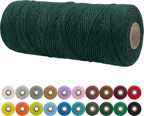 Vista 188 de JeogYong Cordón de macramé de un solo hilo 3 mm x 109 yardas (328 pies) Cuerda de algodón suave Hilo de macramé de 3 mm, suministros de macramé