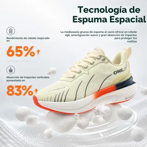 Vista 7 de ONEMIX - Tenis deportivos para correr, transpirables, de malla, acolchados, de estabilidad Beige