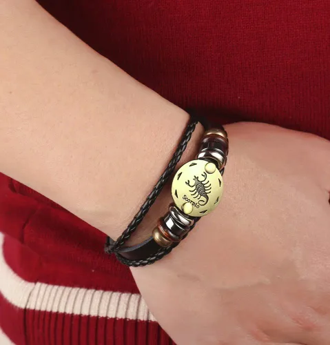 Vista 12 de Hamoery Pulsera de cuero de aleación punk para Constellation trenzada pulsera pulsera brazalete