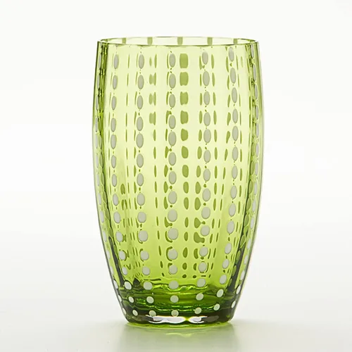 Vista 5 de Zafferano Perle Beverage Amber (juego de 2) 16 onzas líquidas, 5.3 pulgadas de altura, cristal de Murano de colores Ámbar
