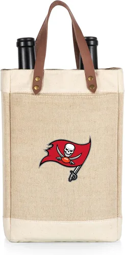 Vista 19 de PICNIC TIME NFL Pinot - Jute 2 Bottle Insulated Wine Bag - Wine Tote Bag - Wine Gift Bag, (Beige)