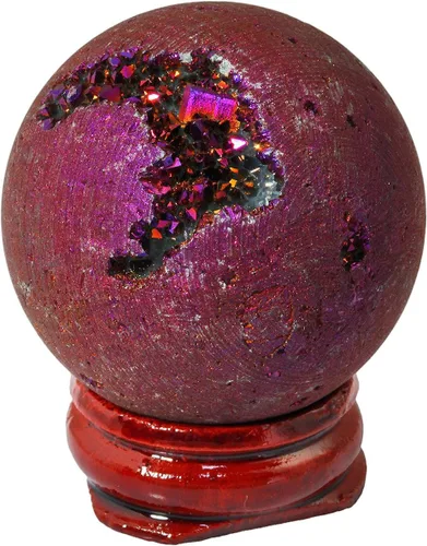 Vista 8 de SUNYIK - Bola esfera drusa geoda con revestimiento de titanio, bola de cuarzo de vidrio, gema de ágata, escultura decorativa, curación.