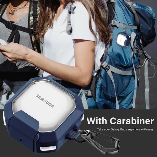 Vista 6 de Funda transparente de bloqueo seguro para Samsung Galaxy Buds FE/Galaxy Buds 2 Pro/Galaxy Buds Pro/Galaxy Buds Live, carcasa rígida de TPU Galaxy