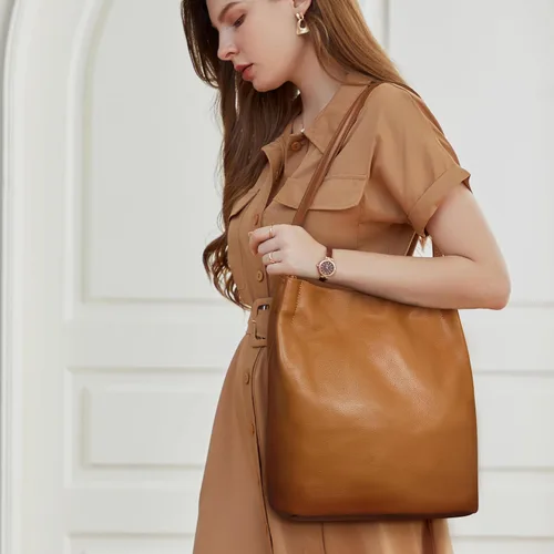 Vista 2 de Iswee - Bolsos de cuero genuino, diseño de hombro Hobo, bolsos para mujer