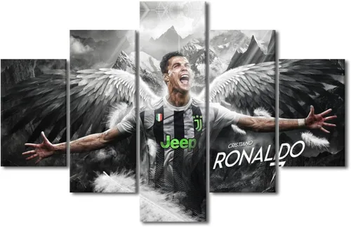 Vista 8 de TUMOVO Lienzo decorativo para pared, cuadro de Cristiano Ronaldo, cuadros de club de fútbol, impresiones en lienzo, póster de arte de pared, arte