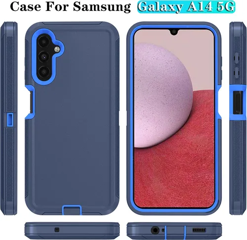 Vista 7 de ONOLA Funda compatible con Samsung Galaxy A14 5G con protector de pantalla HD, resistente a los golpes y a las caídas, funda de 3 capas para Samsung
